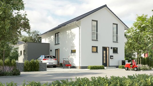 Einfamilienhaus-Aura-125-Kubus-Putz-Strassenansicht